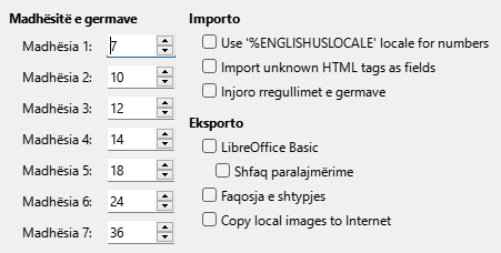 Options HTML Dialog Image