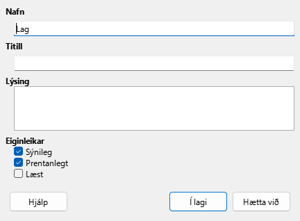 Insert layer dialog
