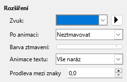 Dialogové okno Efekty animace