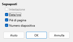 Finestra di dialogo Layout schema