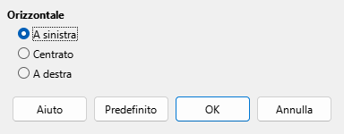 Finestra di dialogo Allineamento