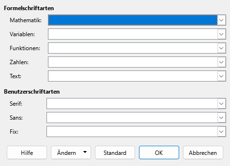 Dialog Schriftart ändern