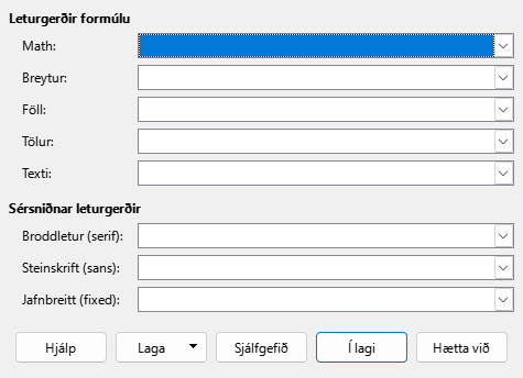 Font Type Dialog
